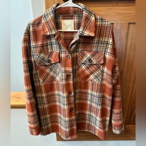 Altar'd State Rust and Gray Plaid Shacket